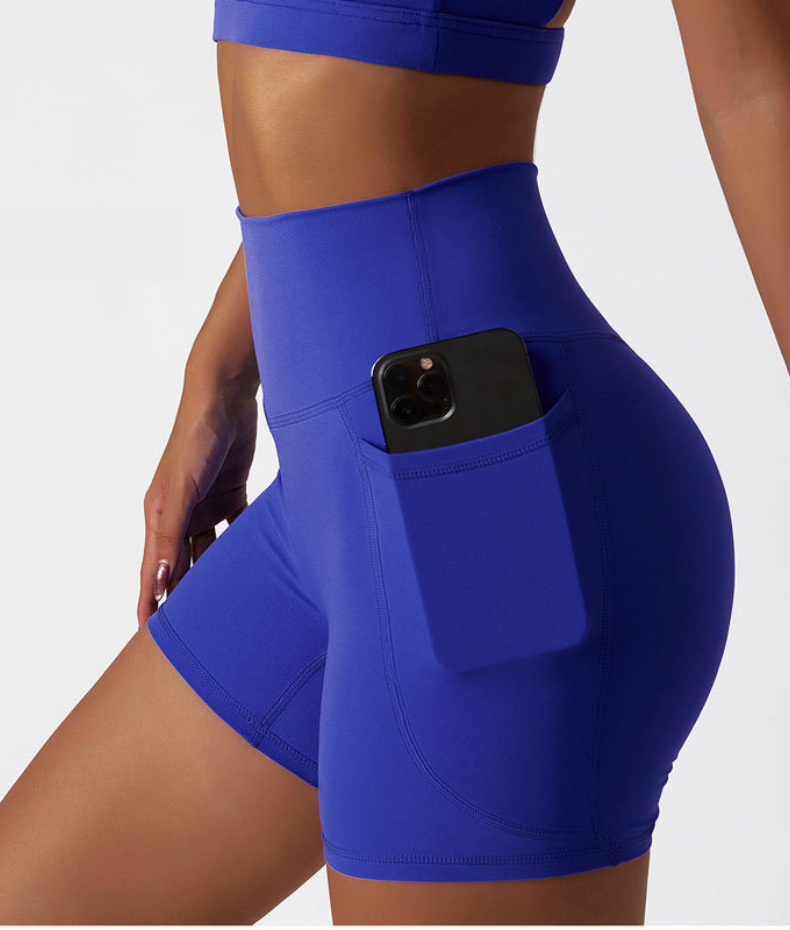 Høyt midjesportshorts med lomme