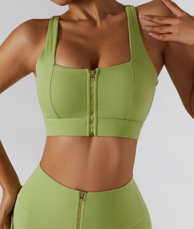 Zip-up yoga bra