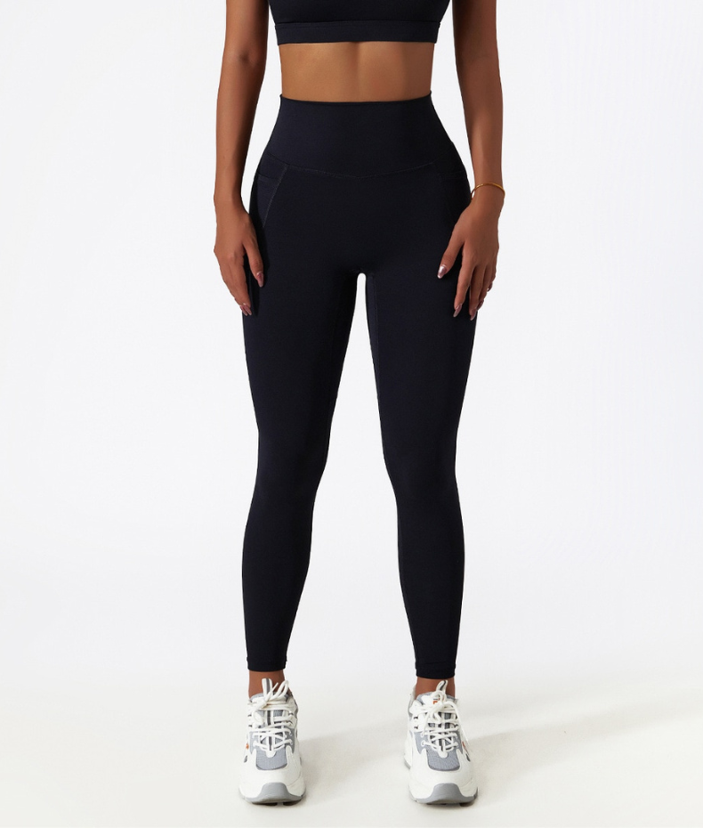 Leggings desportivas de cintura subida com bolso
