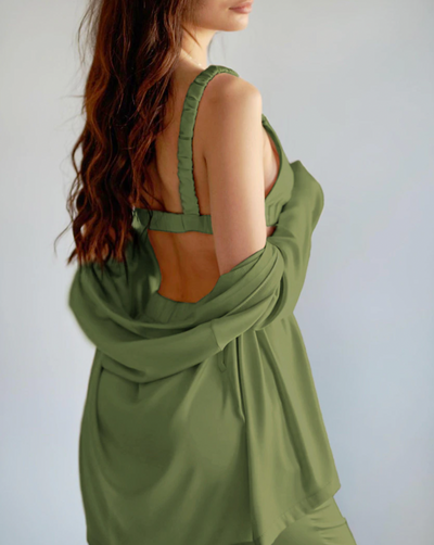 ENSEMBLE 3 PIÈCES EN SATIN VERT - NINA PERFECT SKIN