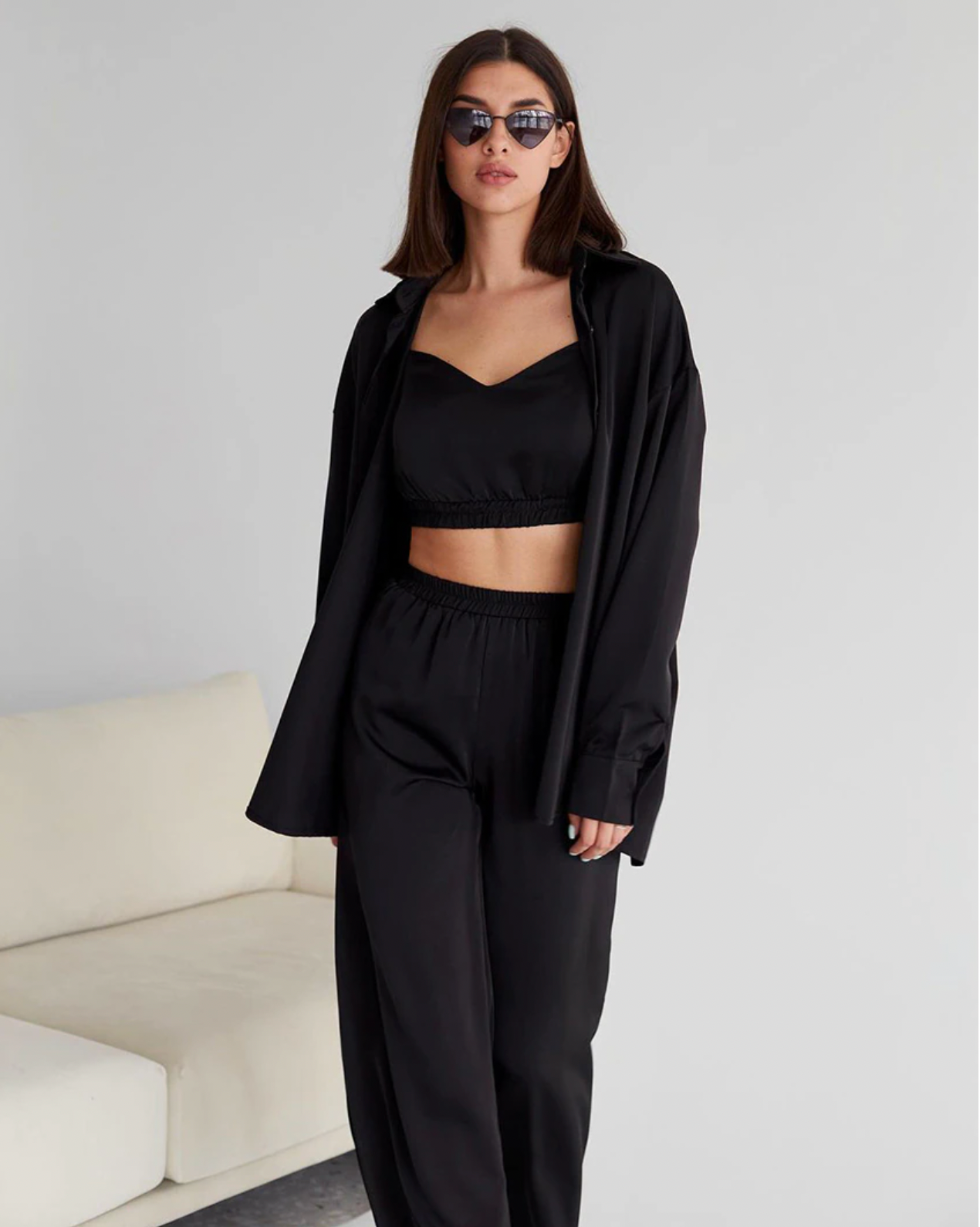 PYJAMA LONG ENSEMBLE NOIR - NINA PERFECT SKIN