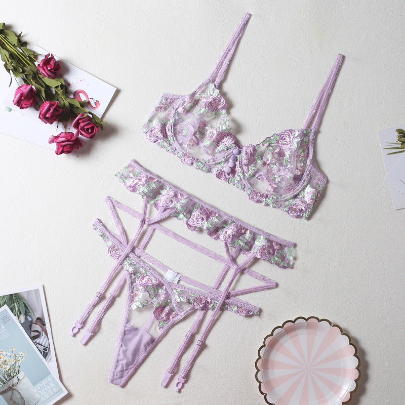 Ensemble dentelle fleuri Lila