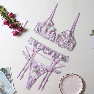 Ensemble dentelle fleuri Lila