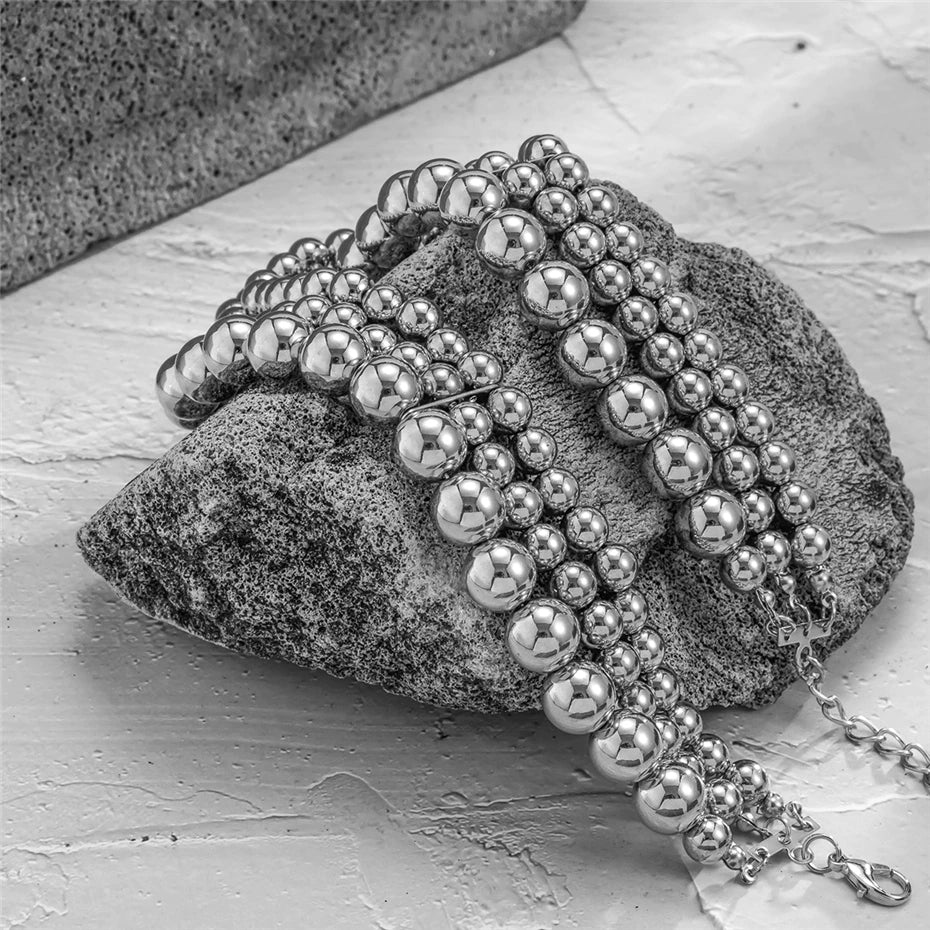 Collier ras du cou chaines de perles