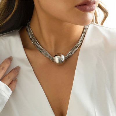 Collier boule ras du cou chaines torsadées