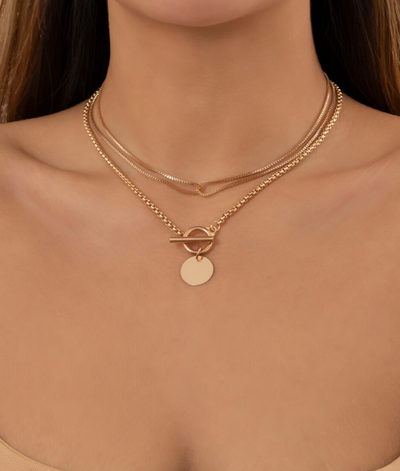 Collier double ras du cou pendentif pièces