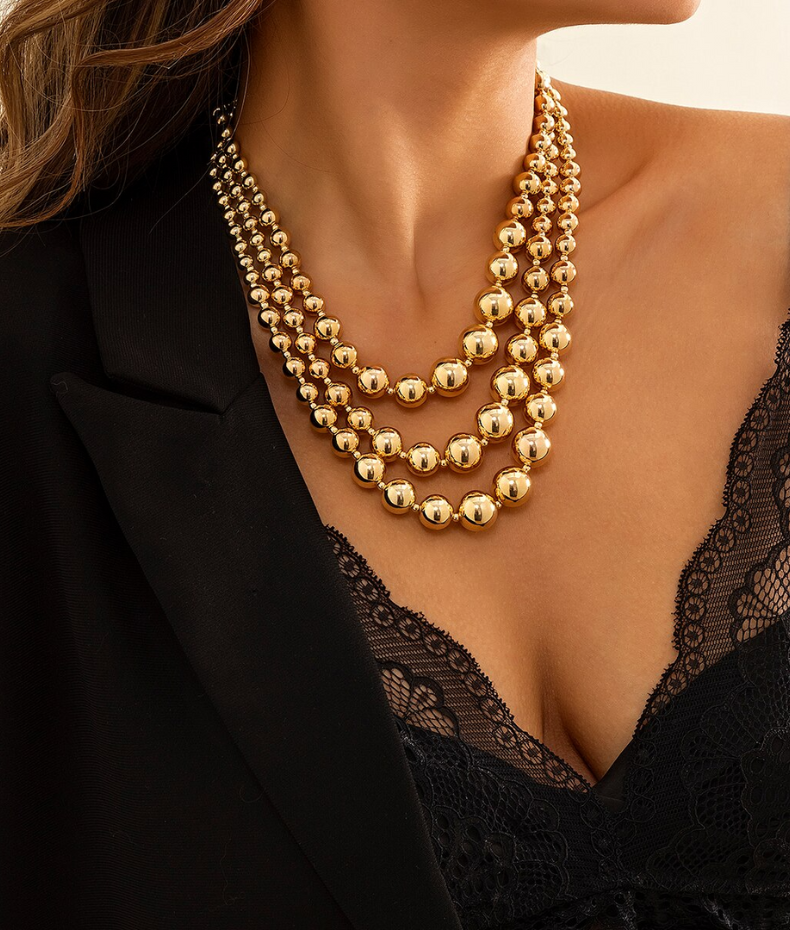 Collier ras du cou chaines de perles